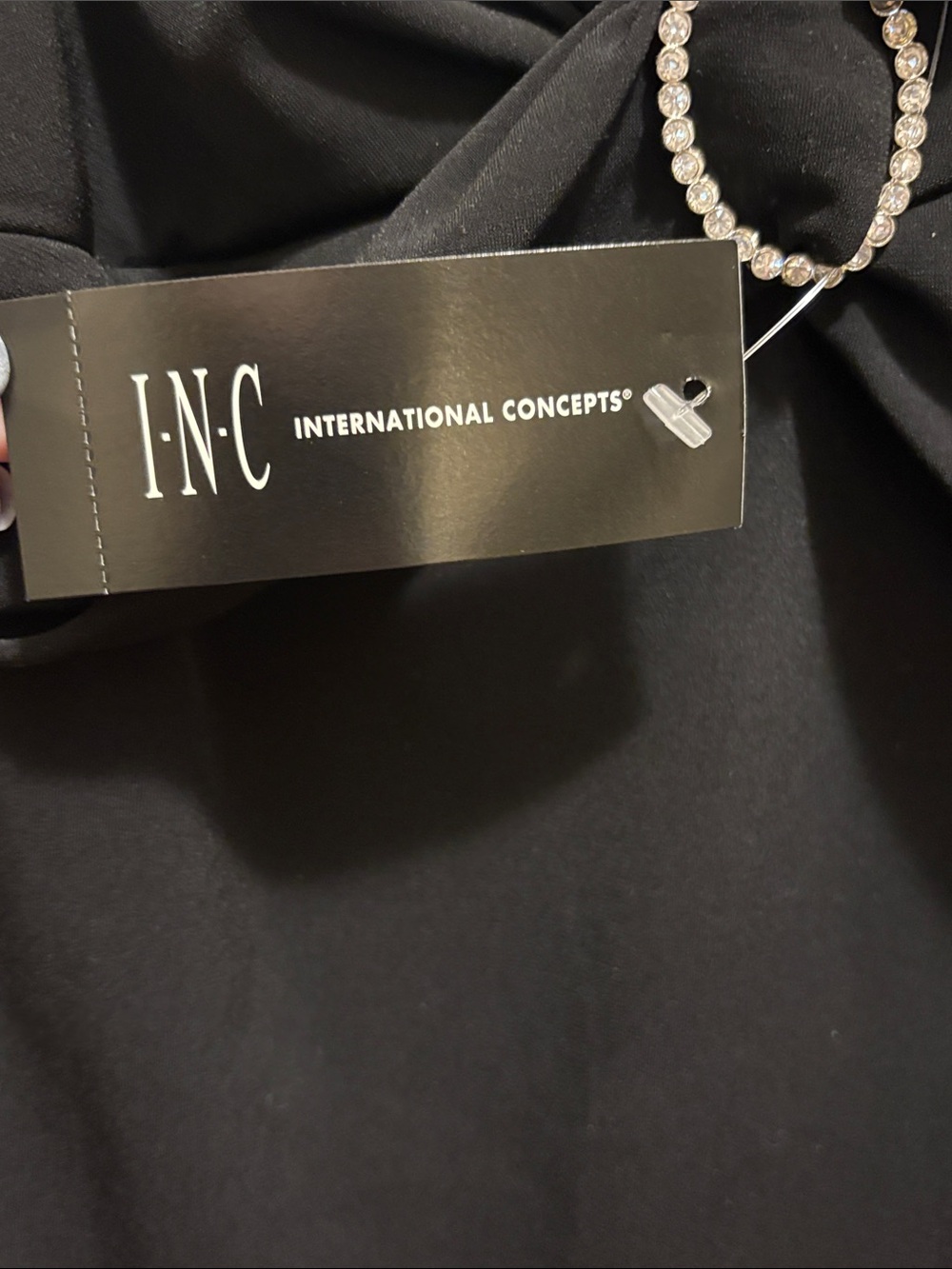 INC International Concepts Black Spaghetti Strap Midi Dress with Broach Detail - Picture 6 of 8